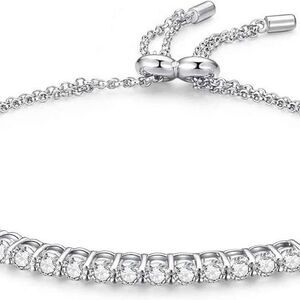 Moissanite Tennis Bracelet – 8" 925 Sterling Silver Lab-Created Gem Light-Up Box